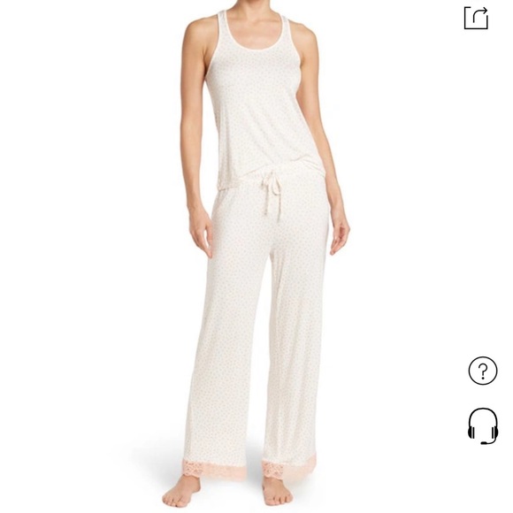 Honeydew Intimates Other - [Honeydew] Lace Trim Racerback Tank & Pants 2pc Pajama Set In Sweet Cream Dot